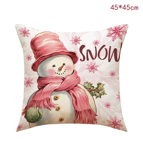 Festive Cartoon Santa Claus Snowman Christmas Pillowcase Cover - Image 5