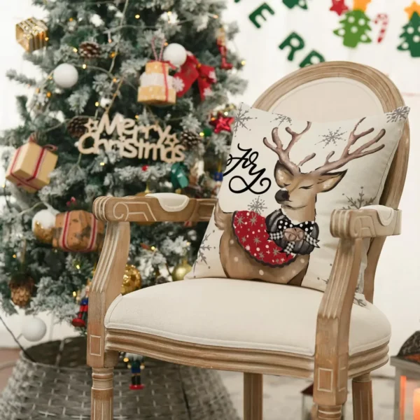 Christmas Snowman and Reindeer Throw Pillow Covers - Image 5