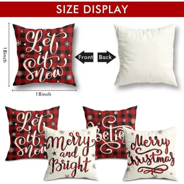 Farmhouse Buffalo Plaid Christmas Pillow Covers - Image 5
