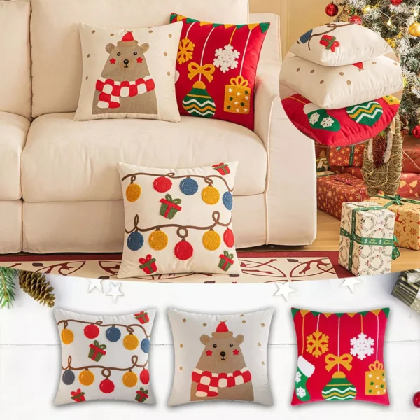 Festive Nordic Christmas Pillow Cover 18x18 inches - Image 3