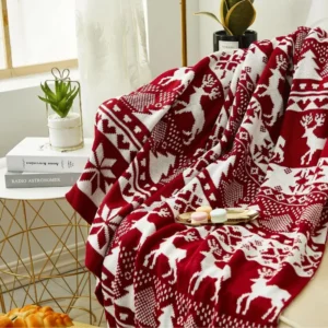 Nordic Plaid Red Throw Blanket