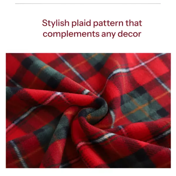 Soft Coral Fleece Plaid Blanket - Image 3