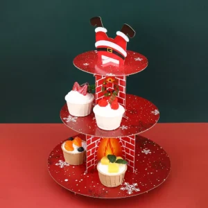 Christmas Chimney Santa Claus Cake Stand for Party and Home Decoration