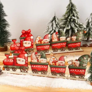 Wooden Christmas Train Decorations