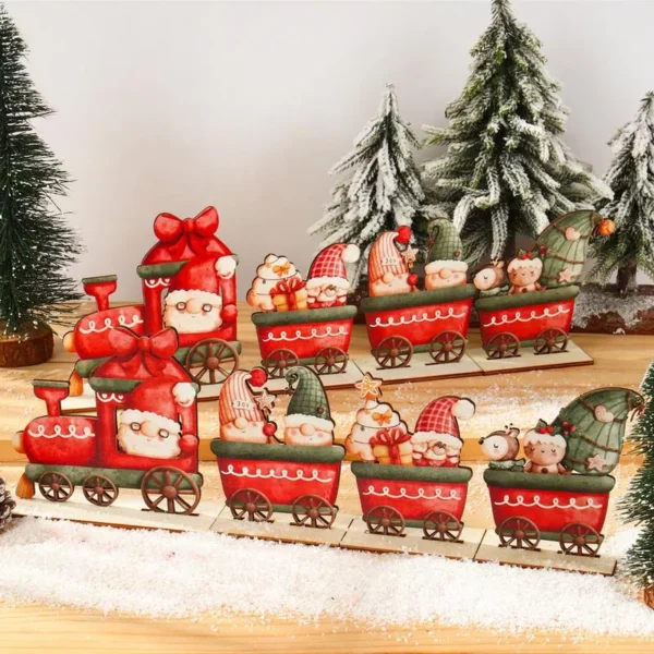 Wooden Christmas Train Decorations