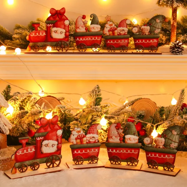 Wooden Christmas Train Decorations - Image 3
