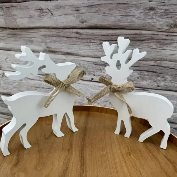 Elegant Wooden Reindeer Christmas Centerpiece - Image 6