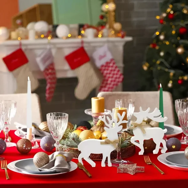 Elegant Wooden Reindeer Christmas Centerpiece - Image 4