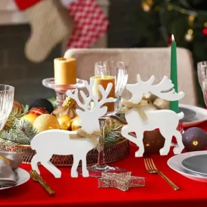 Elegant Wooden Reindeer Christmas Centerpiece