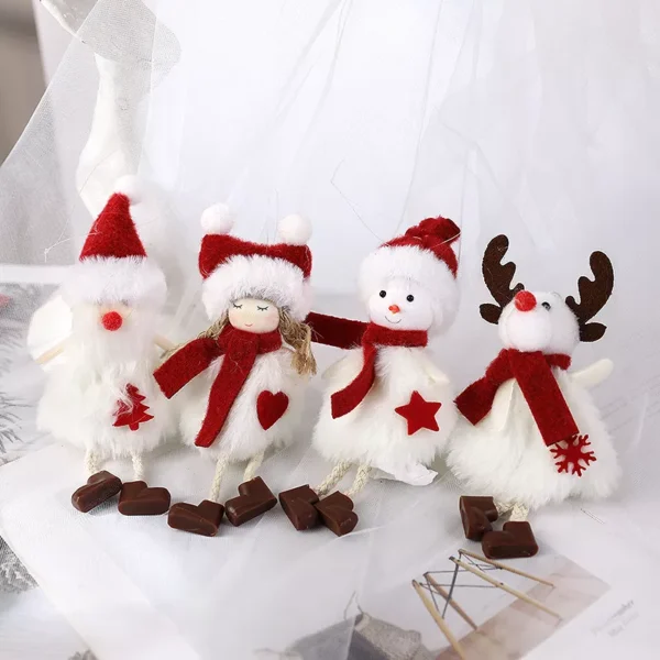 White Angel Plush Christmas Ornaments - Image 3
