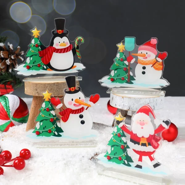 Festive Snowman and Santa Claus Christmas Ornaments - Image 2