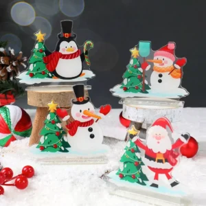 Festive Snowman and Santa Claus Christmas Ornaments
