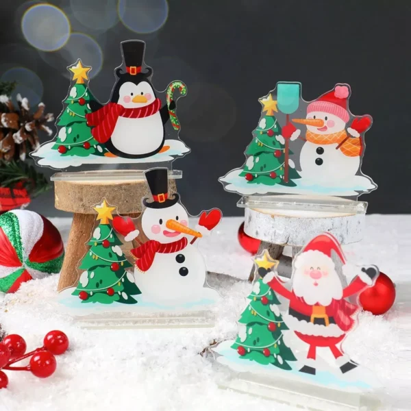Festive Snowman and Santa Claus Christmas Ornaments