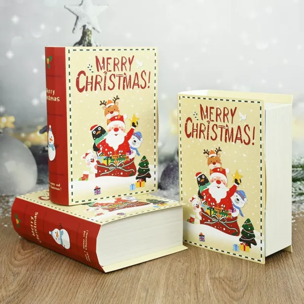 3pcs Book-Shaped Christmas Candy Gift Boxes - Image 3