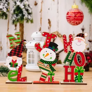 Wooden Christmas Ornaments Santa Claus Snowman Faceless Doll Xmas Decor