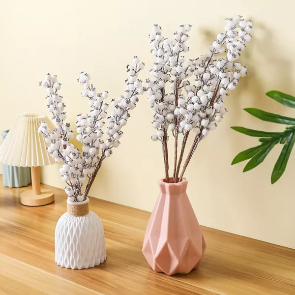White Christmas Ornament Berry Branch for Flower Arrangements & DIY Crafts - Image 3