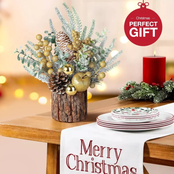 Mini Christmas Tree with Pinecones and Flocked Branches - Image 2