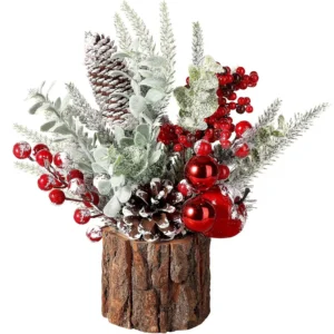 Mini Christmas Tree with Pinecones and Flocked Branches
