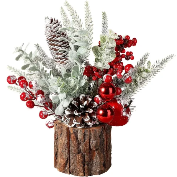 Mini Christmas Tree with Pinecones and Flocked Branches