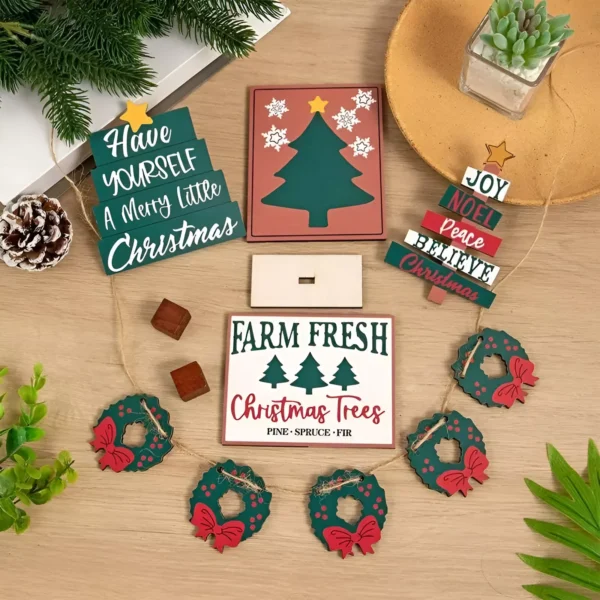 Christmas Tiered Tray Decor Set - Image 5