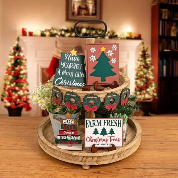 Christmas Tiered Tray Decor Set - Image 4