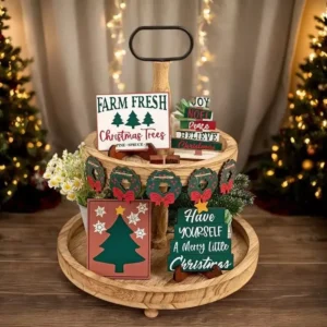 Christmas Tiered Tray Decor Set