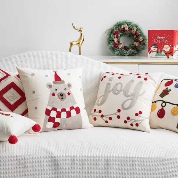 Christmas Embroidered Cushion Cover - Image 2
