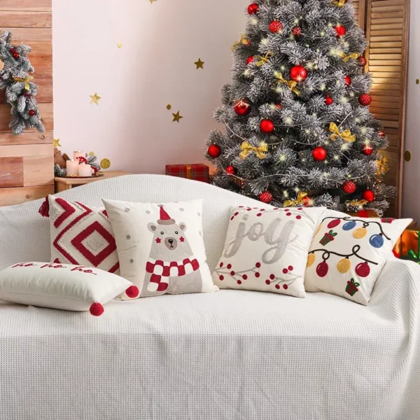 Christmas Embroidered Cushion Cover - Image 3