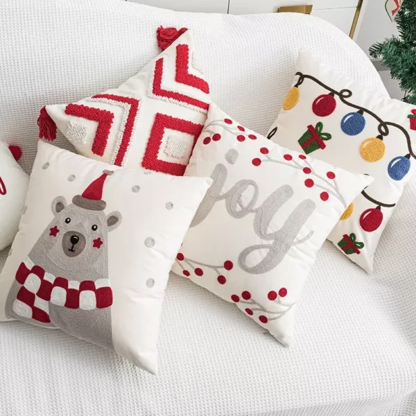 Christmas Embroidered Cushion Cover - Image 4