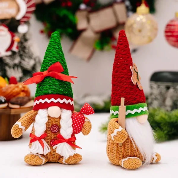 Festive Christmas Gnome Ornaments – Adorable Plush Santa & Gingerbread Gnome Dolls - Image 4