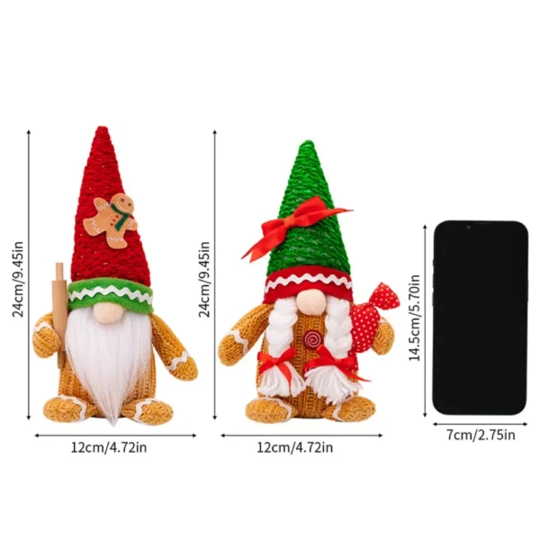 Festive Christmas Gnome Ornaments – Adorable Plush Santa & Gingerbread Gnome Dolls - Image 7