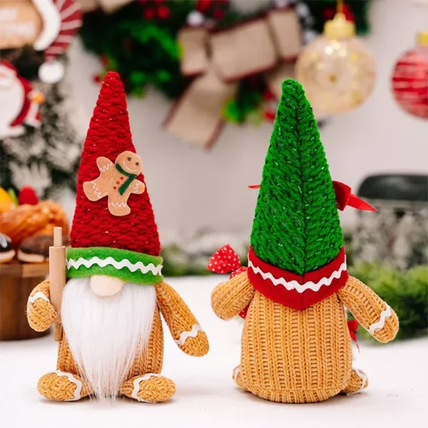 Festive Christmas Gnome Ornaments – Adorable Plush Santa & Gingerbread Gnome Dolls - Image 6