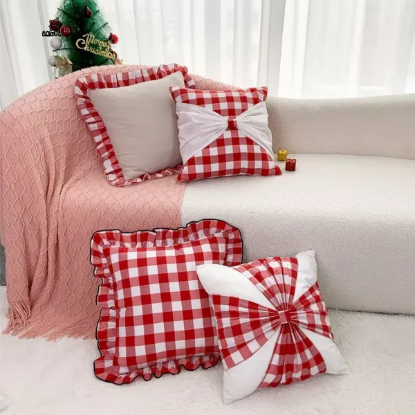 Christmas Bow Patchwork Cushion Cover - Image 2