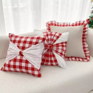 Christmas Bow Patchwork Cushion Cover