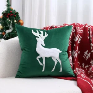Festive Christmas Patchwork Embroidered Velvet Cushion Cover