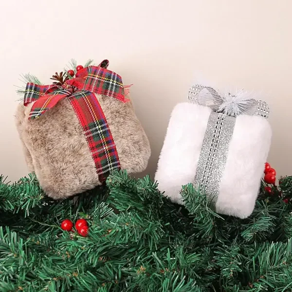 Cartoon Christmas Plush Gift Box Decorations - Image 3