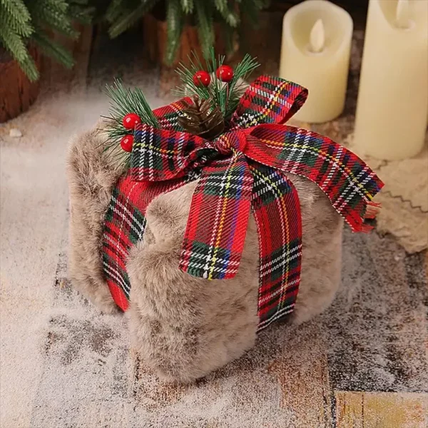 Cartoon Christmas Plush Gift Box Decorations - Image 5