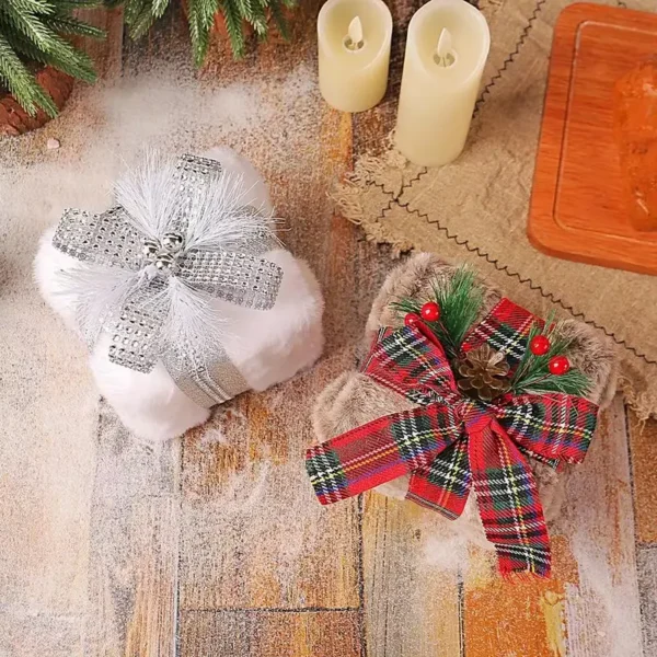 Cartoon Christmas Plush Gift Box Decorations - Image 4