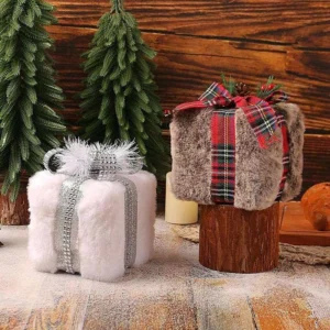 Cartoon Christmas Plush Gift Box Decorations