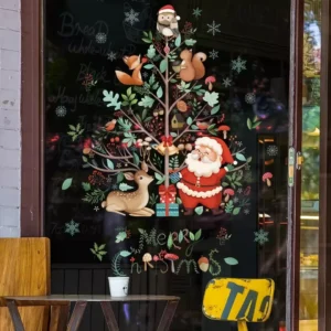 Festive Christmas Wall Stickers - Santa Claus & Xmas Tree Decor