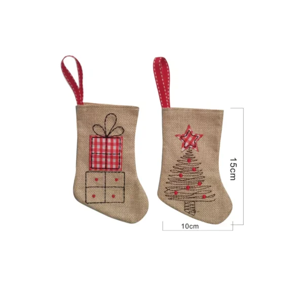 Retro Burlap Christmas Stocking - Image 6