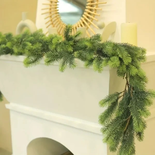 6ft Artificial Pine Needle Christmas Garland - Green Indoor Wreath Vine - Image 4