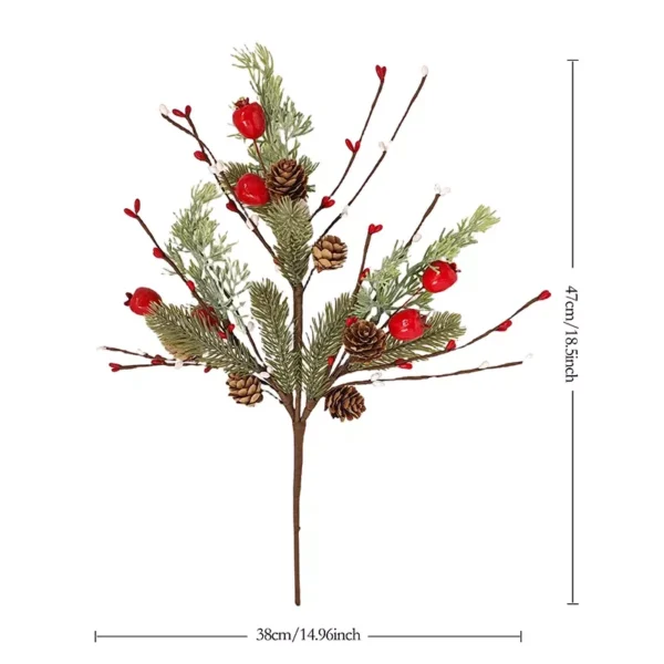 Festive Christmas Pine Cone and Red Berry Branches - Image 7
