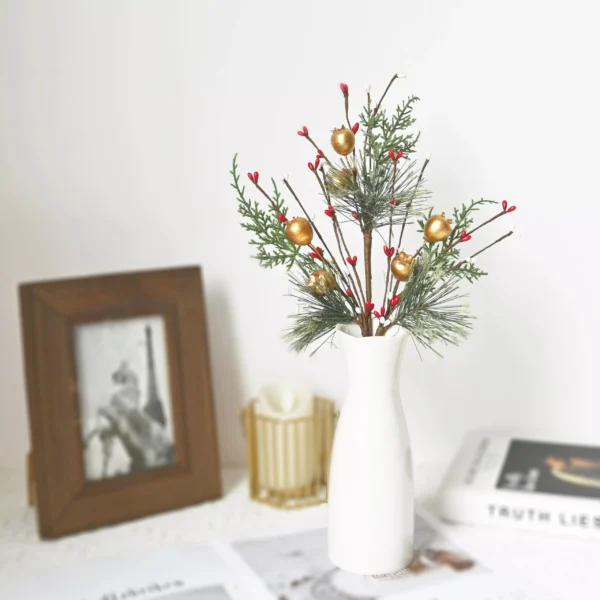 Festive Christmas Pine Cone and Red Berry Branches - Image 4