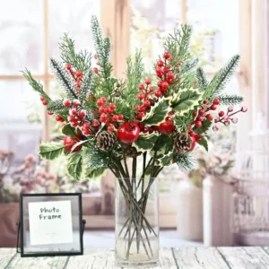 Festive 3-Piece Artificial Red Berry & Pomegranate Christmas Ornament