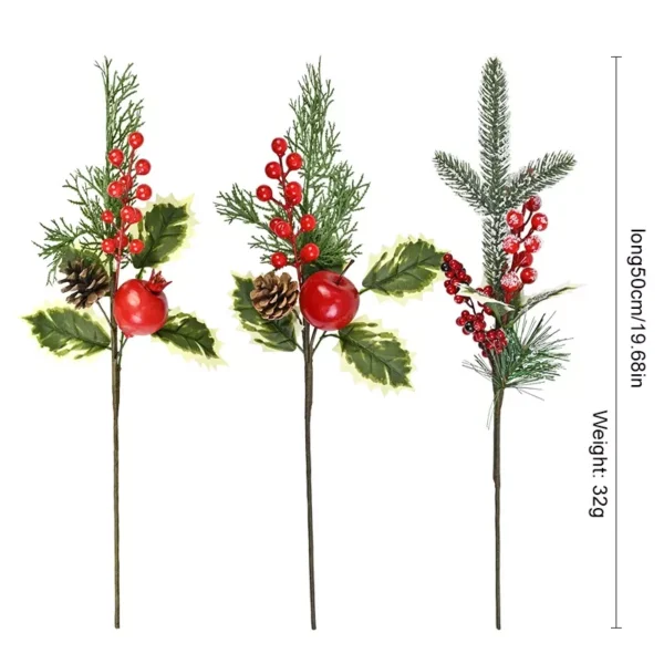 Festive 3-Piece Artificial Red Berry & Pomegranate Christmas Ornament - Image 7