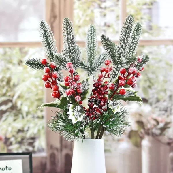 Festive 3-Piece Artificial Red Berry & Pomegranate Christmas Ornament - Image 5