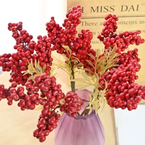 5 PCS Artificial Red Berry Christmas Tree Ornaments