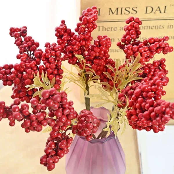 5 PCS Artificial Red Berry Christmas Tree Ornaments