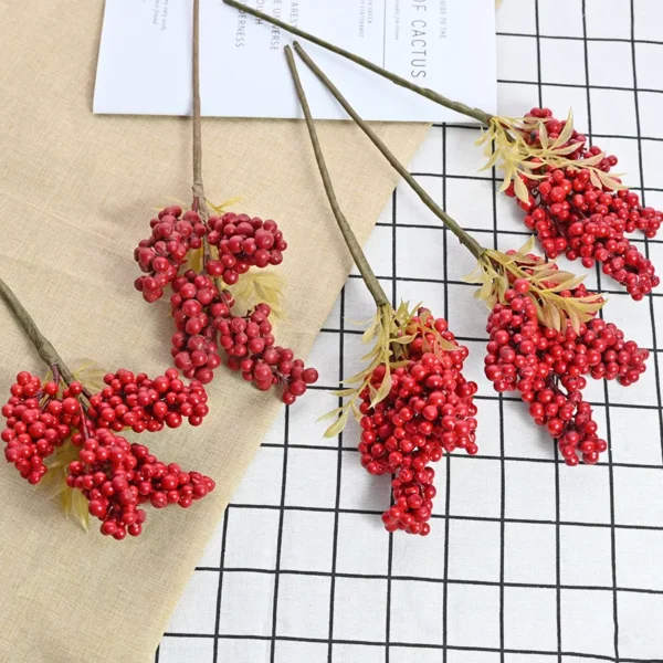 5 PCS Artificial Red Berry Christmas Tree Ornaments - Image 3